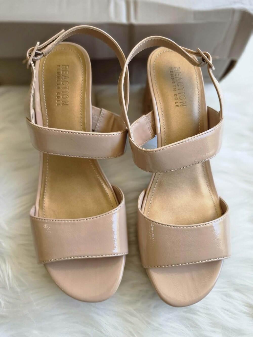 Kenneth Cole Reaction Women's Reebeka Platform Sandals - Latte Patent, 8.5M